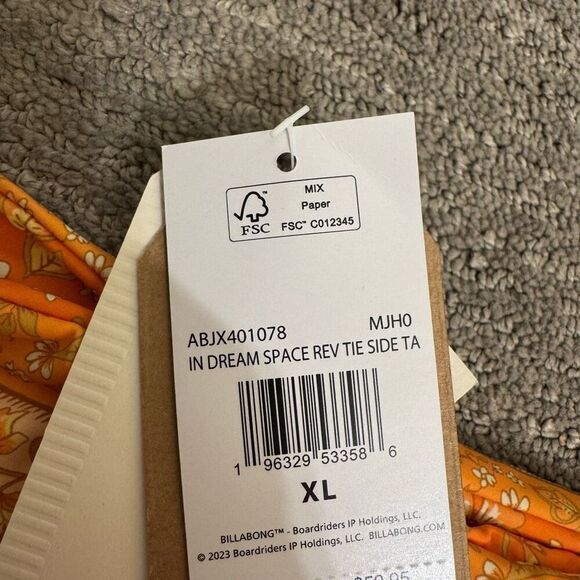 Billabong Orange In Dream Space Reversible Tie Side Tanga Bikini Bottoms XL NWT - Picture 4 of 7